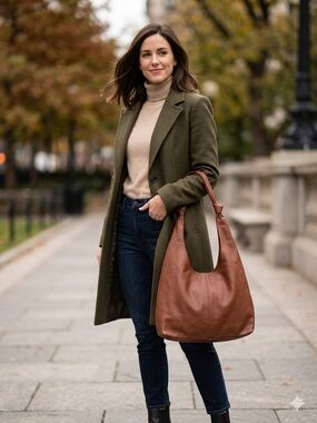 American Leather Hobo Tote Bag in Chestnut Brown